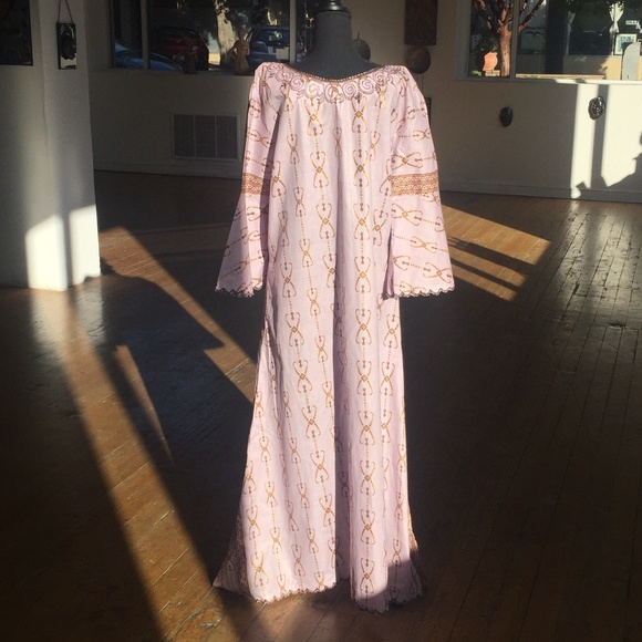 Lavender/Brown/Gold Maxi Dress/Chemise - Picture 5 of 9